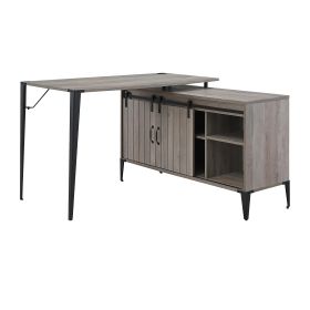 Zakwani Writing Desk; Gray Oak & Black Finish RT