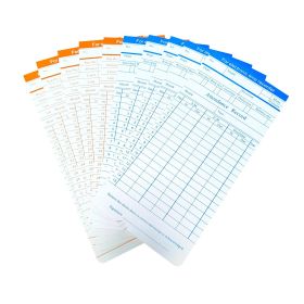 VEVOR Time Cards, Monthly Timesheets 100 pcs, 6 Columns Two-sided Orange and Blue, Card for 9600 Punch Time Clock, for Employee Attendance, Payroll Re