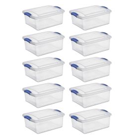 15 Qt Latch Box Clear Base and Lid Blue Set of 10