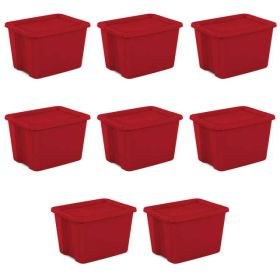 18 Gallon Tote Box Plastic, Infra Red, Set of 8