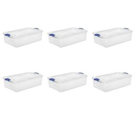 32 Qt. Latch Box Plastic, Stadium Blue, Set of 6