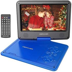 DBPOWER 11.5" Portable DVD Player, 5-Hour Built-in Rechargeable Battery, with 9" Swivel Screen, Support CD/DVD/SD Card/USB, with Remote control, 1.8M