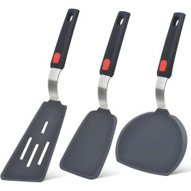 Silicone Spatula Turner Set of 3, 600Â°F Heat Resistant Cooking Spatulas for Nonstick Cookware