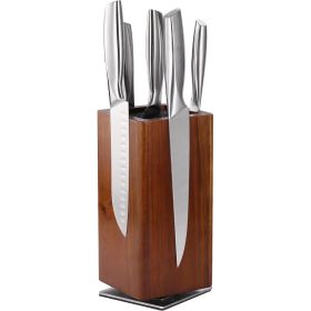 Magnetic Knife Block without Knives, 360Â°Rotatable Knife Holder With with Four Sided Magnets & Non-Slip Base