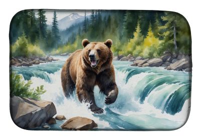 Alaskan Wilderness Grizzly Bear Dish Drying Mat Absorbent Dish Drying Mat Pad for Kitchen Counter Dish Drainer Mat for Countertop, 14 x 21"