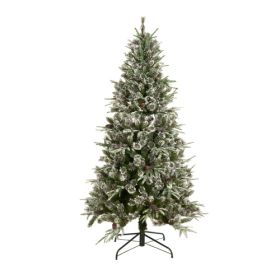 Best Choice Products 6ft Pre-Lit Pre-Decorated Spruce Hinged Artificial Blended PE/PVC Christmas Tree w/ 1273 Tips, 29 Pinecones, 240 Lights, Metal Ba