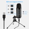 USB Recording Microphone for Computer Podcast: Zero Latency Monitoring Professional PC Mic Studio Cardioid Kit with Tripod Stand, Great for Gaming, Po