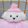 Lovely White Dog Pink Hat Plush Silicone Wireless Headphone Case Knitted Wireless Bluetooth Earbuds Headphones Case