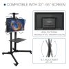 Mobile TV Stand on Wheels, 32-65 Inch TV Cart up to 132lbs with Adjustable Laptop Shelf and Top Tray for Flat Panel Curved Screen Rolling Floor TV Sta