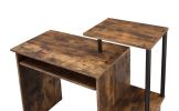 Lyphre Computer Desk; Weathered Oak & Black Finish