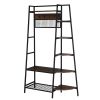 Entryway Hall Trees with Hooks;  Storage Shelves and Shoes Bench;  Freestanding Closet Organizer Clothes Rack with Coat Rack;  Closet Garments Shelf f