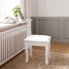 PU leather cushion curved leg solid wood square stool - White