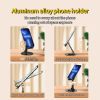 Foldable Phone Stand For Desk - Height Adjustable Cell Phone Holder Portable Cellphone Cradle Desktop Dock Metal Base 360 Degree Rotatable Compatible