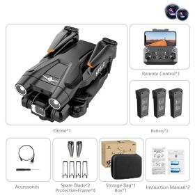 Dual Camera Drone; 3 Sides Obstacle Avoidance; Optical Flow Positioning; Automatic Shot Detection; Real-time Transmission; One Key Return; Folding Bod (Items: 3 BATTERY, Color: Black)