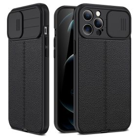 Push Window Design Faux Leather Case For Apple IPhone 14 13 12 11 Pro Max Mini Plus (Phone Model: iPhone 13 Pro Max, Color: Black)