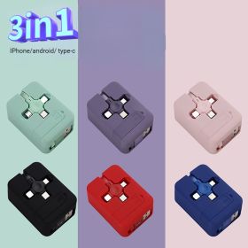 Macaron Three In One Charging Cable Roll; Retractable Charging Cable; 3 In 1 Charging Cable Retractable; Retractable Charging Cable; For Cell Phones; (Color: Black)