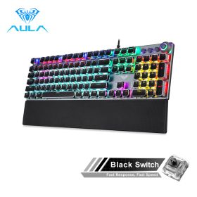 Gaming Mechanical Keyboard Retro Square Glowing Keycaps Backlit USB Wired 104 Anti-ghosting Gaming Keyboard for PC laptop (Ships From: China, Color: Black-Black switch)