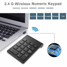 Small-size 2.4GHz Wireless Numeric Keypad Numpad 18 Keys Digital Keyboard for Accounting Teller Laptop Notebook Tablets (Ships From: China, Color: 2.4G Wireless)