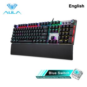 F2088 Mechanical Gaming Keyboard Anti-ghosting 104 brown Switch blue Wired Mixed Backlit Keyborad for Game Laptop PC (Ships From: China, Color: 108 blue switch)