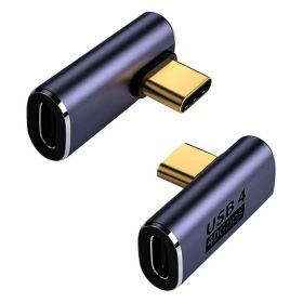 USB C Adapter; 90 Degree Right Angle ; Type C Male To Female Adapter Extender Support 100W Fast Charging 40Gbps Data Transfer 8K@60Hz Video Output For (Style: USBC To USB C 2Pack, Color: In The Turn 90°)