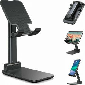 Cell Phone Stand Desktop Holder Tablet Stand Mount Mobile Phone Desktop Tablet Holder Table Cell Foldable Extend Support Desk Mobile Phone Holder Stan (Color: Black)