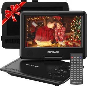 DBPOWER 11.5" Portable DVD Player, 5-Hour Built-in Rechargeable Battery, 9" Swivel Screen, Support CD/DVD/SD Card/USB, Remote Control, 1.8 Meter Car C (Color: Black)