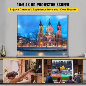 VEVOR Projector Screen, Portable Floor-Rising Screen 4K/8K Ultra HDR, Indoor Outdoor Movie Screen w/ Storage Bag for Home Backyard Theater Office (Diagonal: 120"/304.8 cm, size: 105.5"x78.7"/268x200 cm)