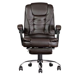 High Back Office Chair, Adjustable Ergonomic Office Chair, Executive PU Leather Swivel Work Chair with Lumbar Support, Computer Desk Chair with Footre (Material: pu, Color: amber)