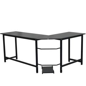 L-Shaped Desktop Computer Desk Black--YS (Color: Black)