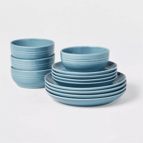 12pc Stoneware Westfield Dinnerware Set (Color: Blue)