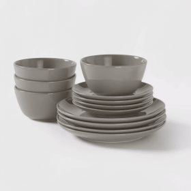 12pc Stoneware Avesta Dinnerware Set (Color: Gray)