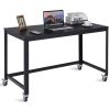 Wood Top Metal Frame Rolling Computer Desk Laptop Table