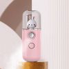 Face Mister Mini Handy Rechargeable Cute Rabbit Design Face Humidifier Facial Sprayer Moisturizing For Face; Daily Makeup; Skin Care Gift For Girls Wo